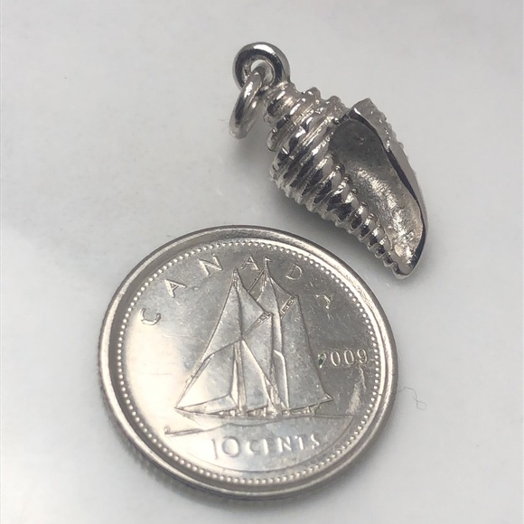 Sea shell sterling silver vintage pendant bracelet charm - Picture 3 of 4